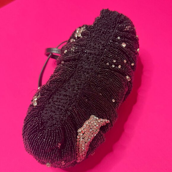 Staud Black Beaded Shoulder Bag – Unique Celestial Rhinestone Moon Design - Picture 9 of 12